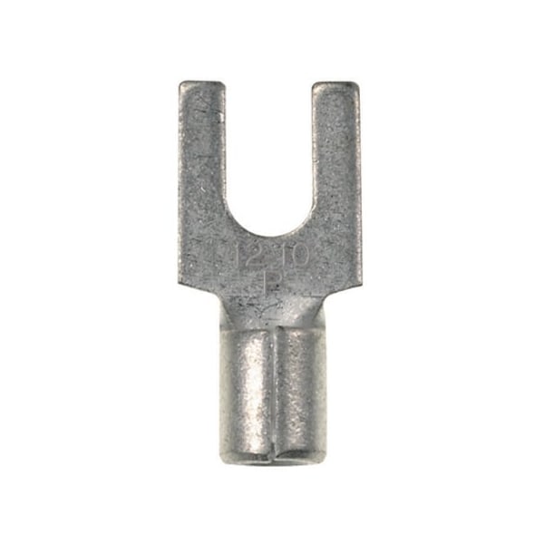 Fork Terminal, #6 Stud Size, 22 AWG, Bare Insulated, Bare, 100 PK